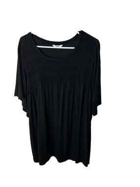 Penningtons Black Smocked Yoke Short Sleeve Top